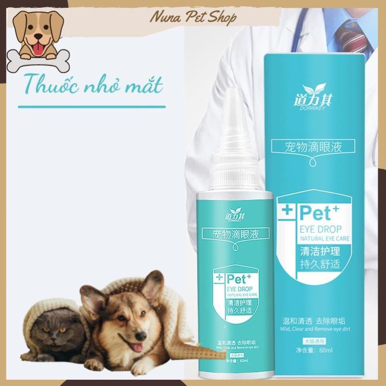 Dung dịch vệ sinh mắt cho chó mèo Dorrikey 60ml (Lọ nhỏ mắt, làm sạch mắt)