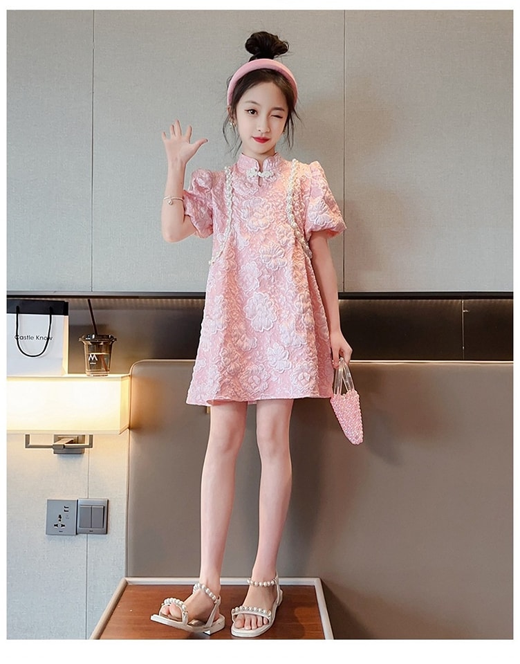 Đầm công chúa sườn xám cổ trang cho bé gái diện lê tết năm mới đẹp size 100-170 hàng Quảng Châu
