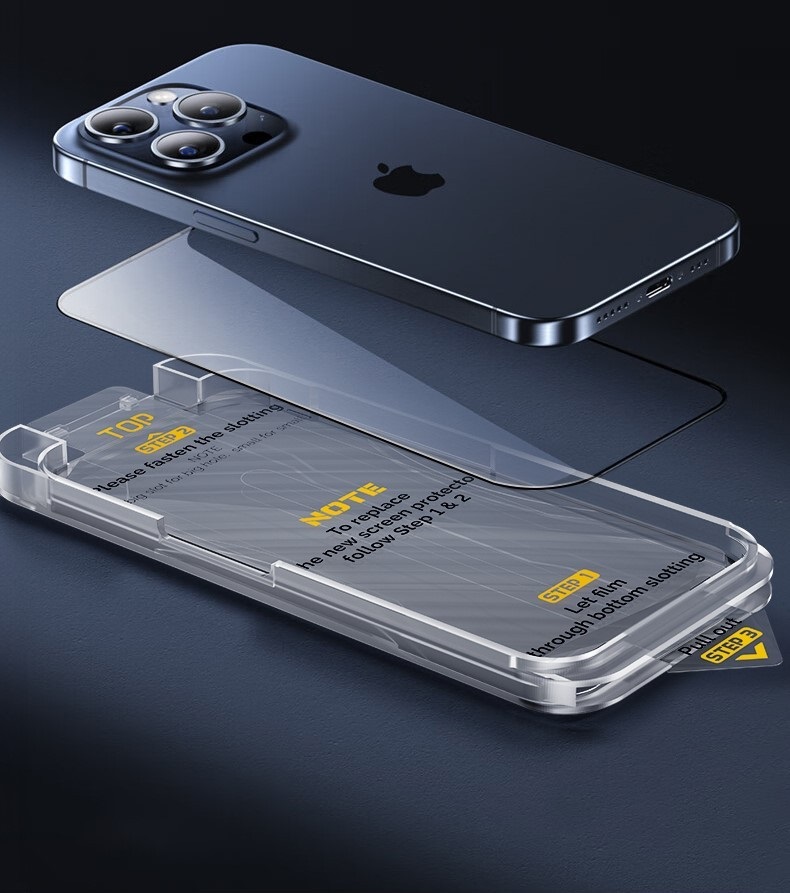 Kính cường lực khung tự dán cho iPhone 14 / 14 Plus / 14 Pro / 14 Pro Max hiệu WIWU SQ-008 Easy install - Viền siêu mỏng 0.33mm, chống mẻ cạnh, Phủ nano siêu mượt - Hàng nhập khẩu