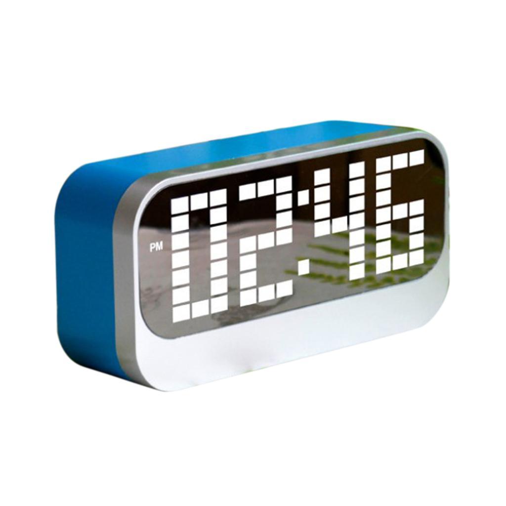 2Pcs LED Desk Alarm Clock - Time Snooze Mirror Temp Calendar Night Mode