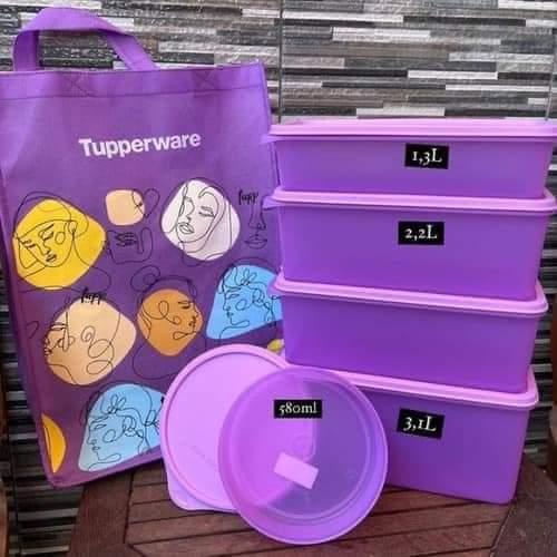 Bộ hộp trữ mát Freshia Collection Purple  5 hộp - Tupperware chính hãng