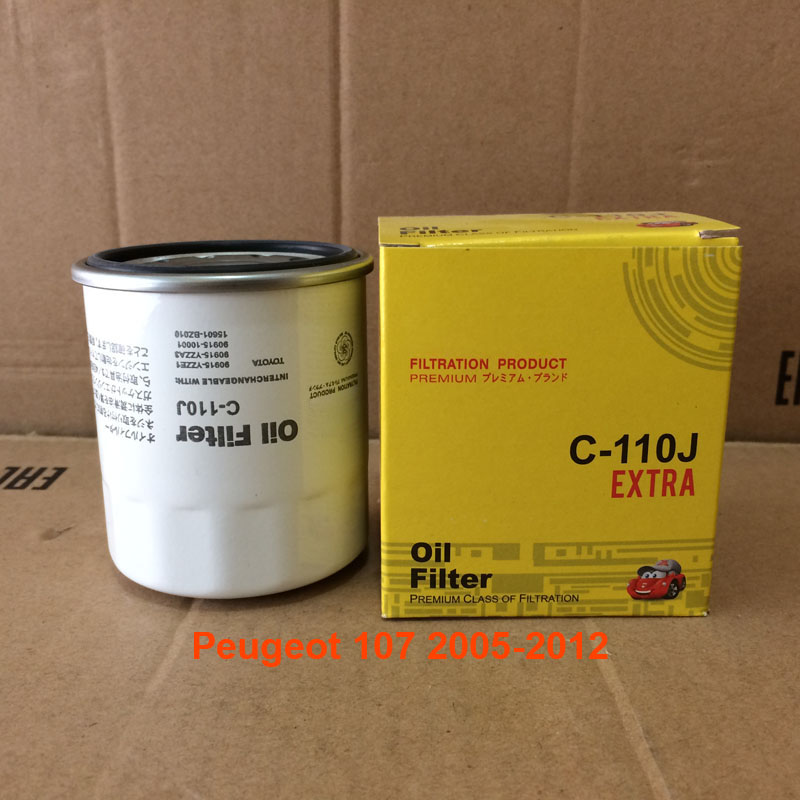 Lọc nhớt cho xe Peugeot 107 1.0 2005, 2006, 2007, 2008, 2009, 2010, 2011, 2012 1613181380 mã C110J-3