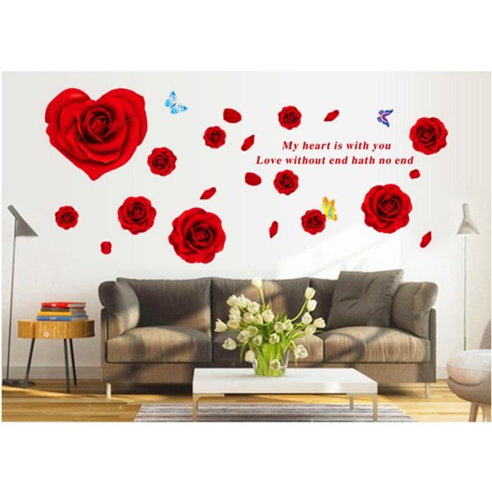 Decal dán tường hoa hồng trái tim - HP140