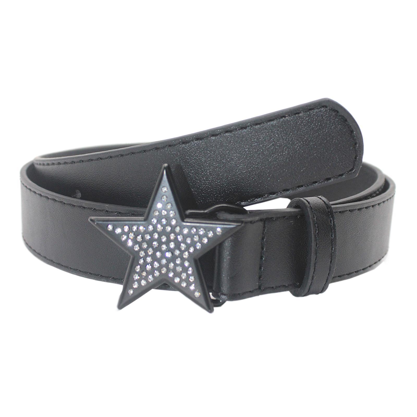 Ladies Waist Belt Rhinestone Buckle Jeans Belt Women PU Leather Belt