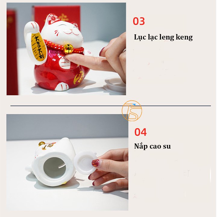 Mèo Thần Tài May Mắn Cao 11cm Có Kèm Mệm Lót Để Bàn