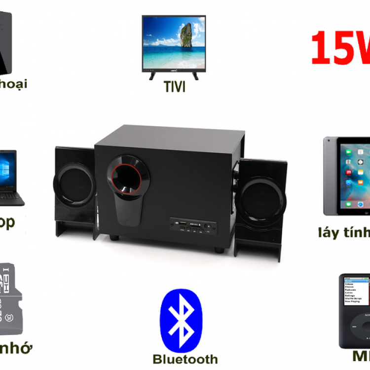 LOA 3 LOA BLUETOOTH CHO ĐIỆN THOẠI VÀ MÁY TÍNH CAO CẤP PKCB X6U 11