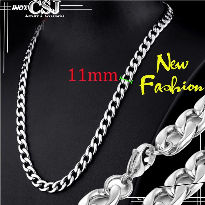 Dây chuyền nam inox kiểu lặc đại 11 mm đẹp, không đen, không gỉ, hợp thời trang