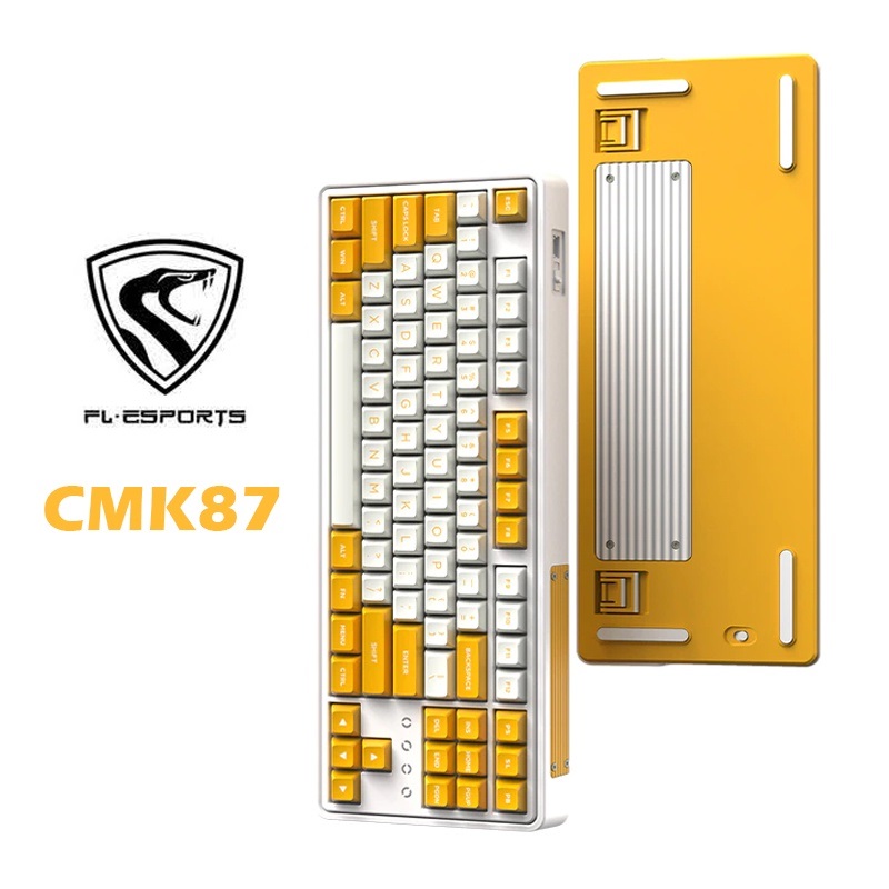 Bàn phím máy tính FL-Esports CMK87SAM Yellow & White 3 Mode (USB Type-C, Bluetooth, 2.4Ghz)_Mới, hàng chính hãng