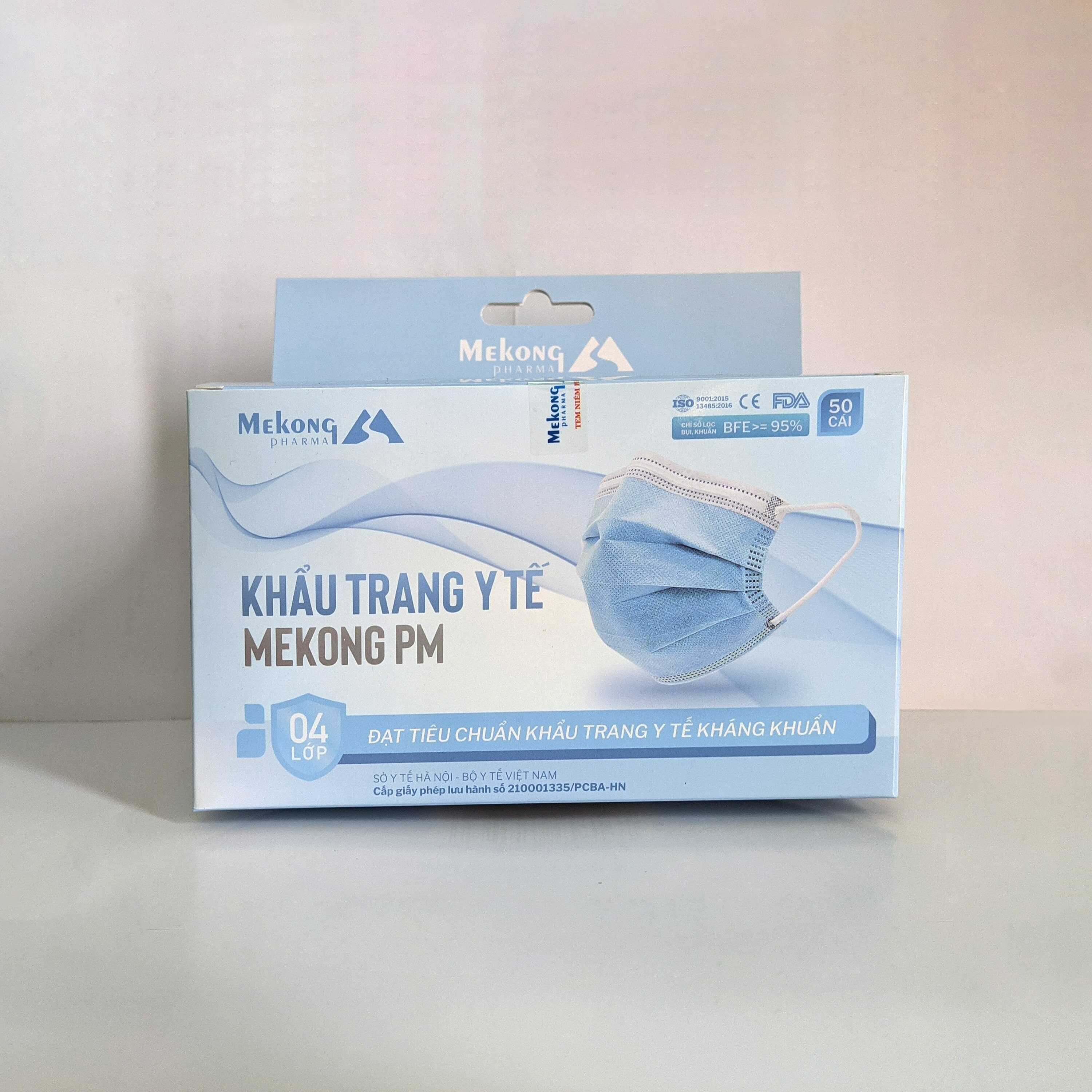 5 Hộp Khẩu Trang Mekong Cao Cấp 4 Lớp Kháng Khuẩn (50 chiếc 1 Hộp)