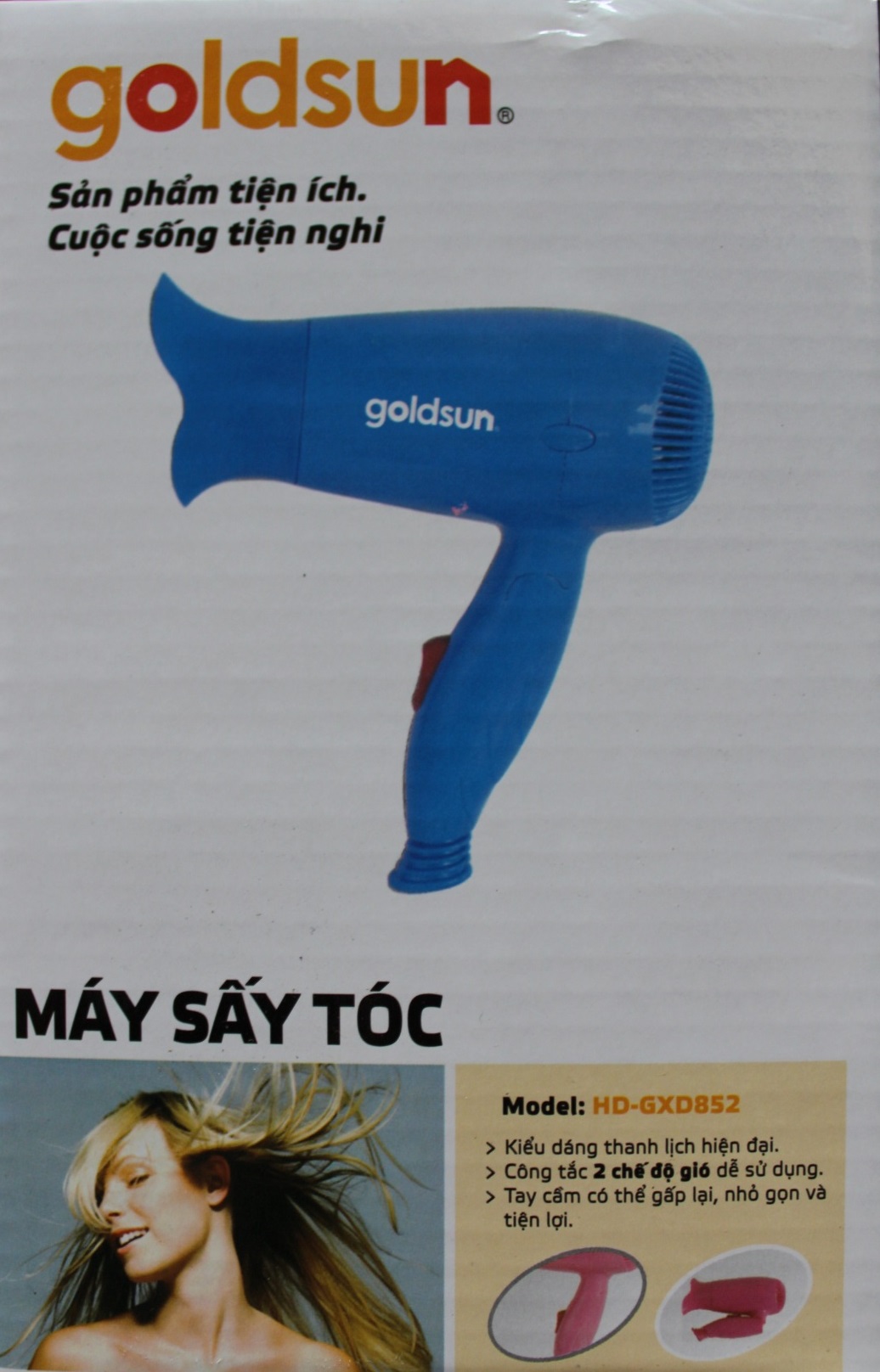 Máy Sấy Tóc Mini Goldsun HD-GXD852 - Màu Ngẫu Nhiên - Chính Hãng