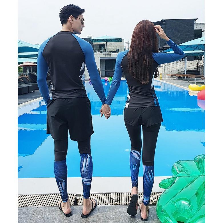 Bộ đồ bơi cặp đôi nam nữ dài chống nắng phong cách trẻ trung