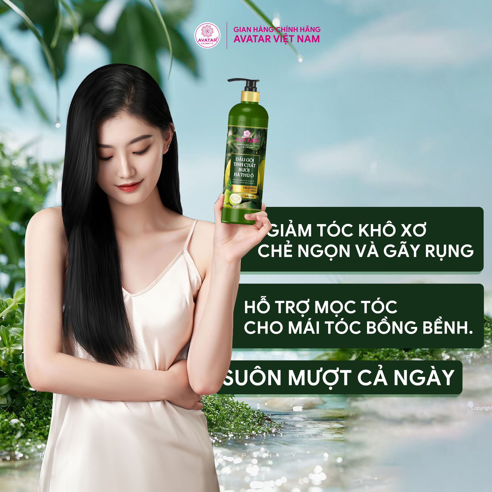 Dầu Gội Bưởi Hà Thủ Ô Avatar Giúp Nhanh Mọc Tóc, Làm Dài Tóc Và Phục Hồi Hư Tổn Của Tóc 600Ml