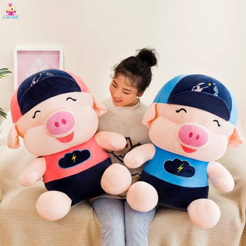 HEO MẬP GẤU BÔNG HEO THỂ THAO ĐỘI NÓN CUTE