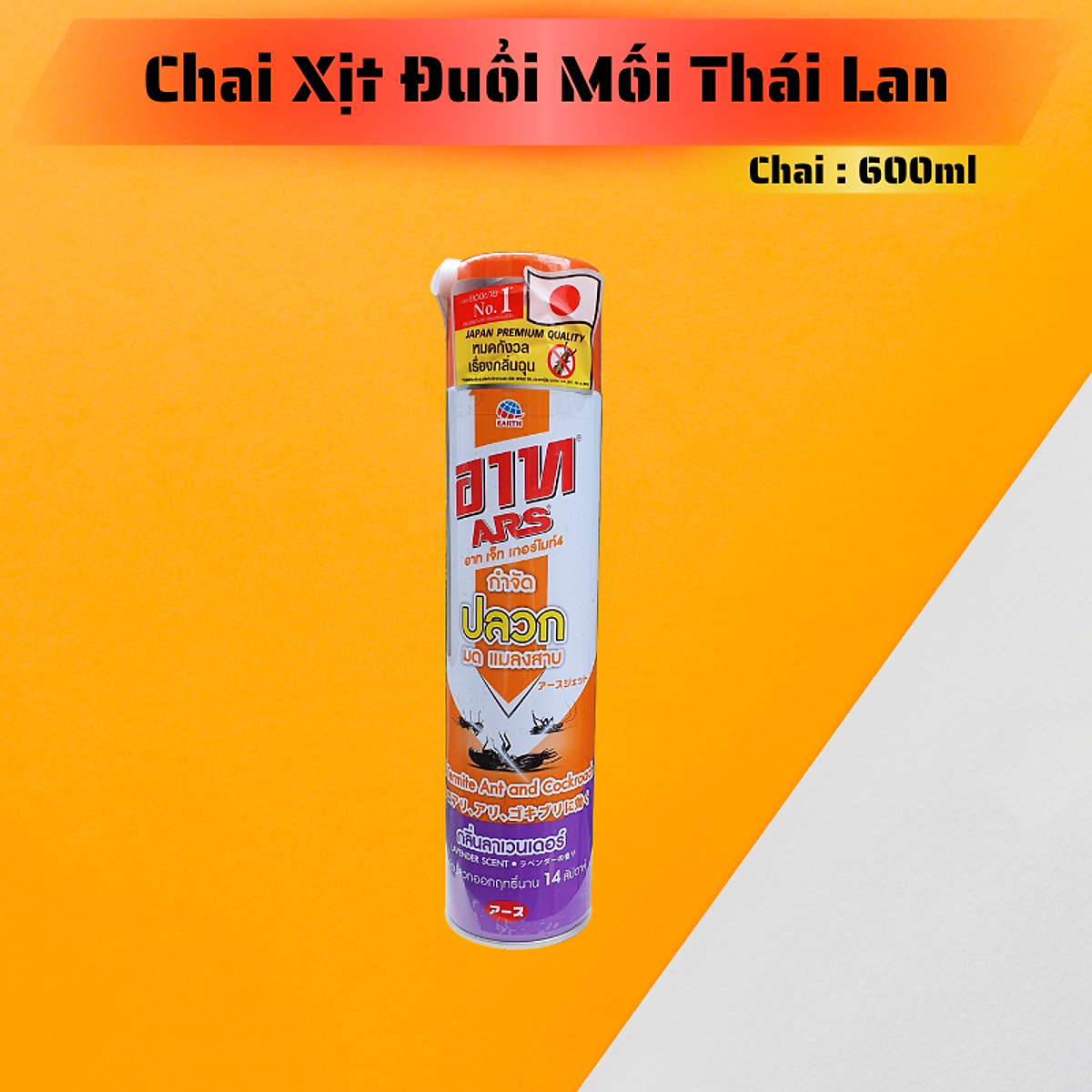 Chai Xịt Diệt MỐI MỌT, Kiến, Gián và các loại côn trùng - Nhập Khẩu THÁI LAN 600ml. ARS JET TERMITE LAVENDER