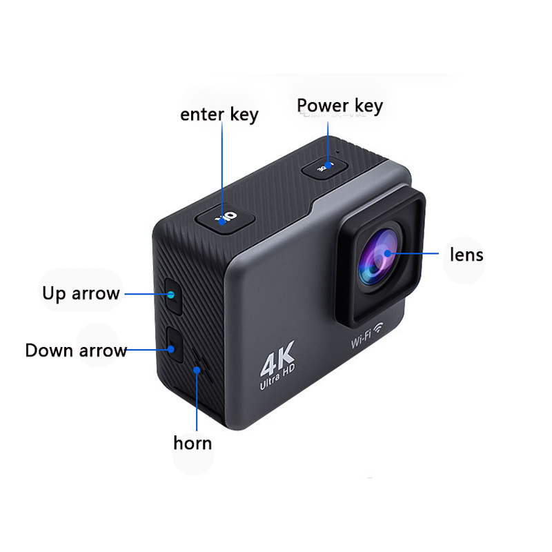 Flasend Outdoor điều khiển điều khiển từ xa 4K 60fps máy ảnh máy quay máy ảnh hành động chống thấm nước