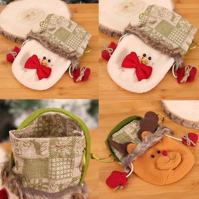 Túi vải đựng quà giáng sinh dành cho trẻ em hình ông già Noel tuần lộc