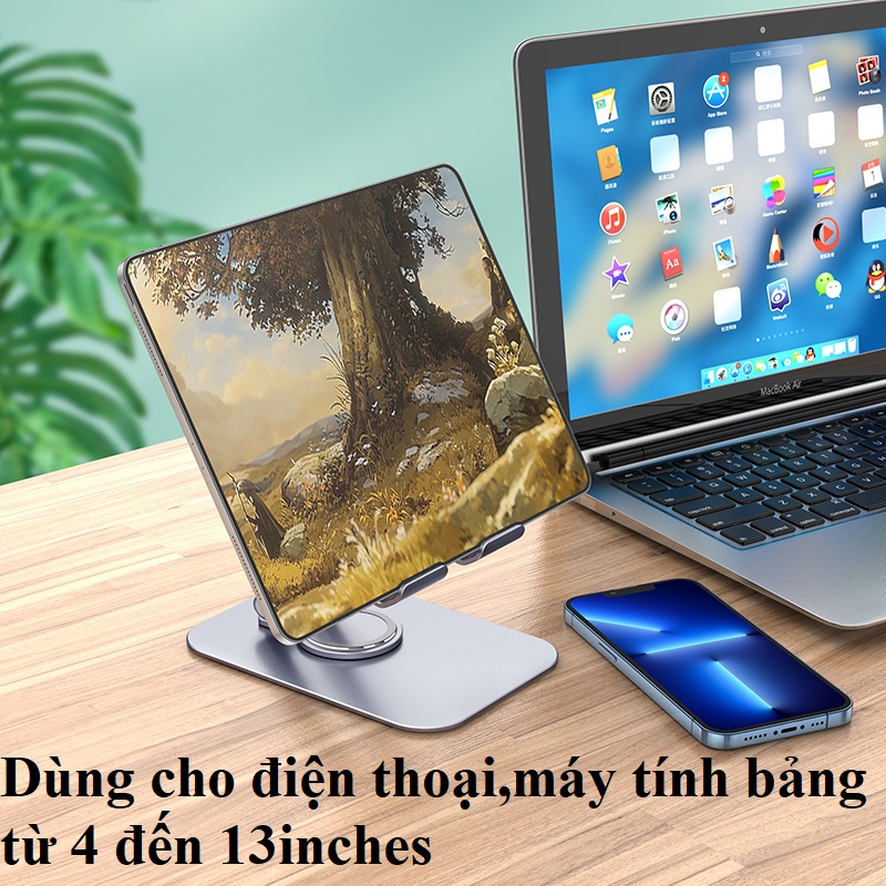 Giá đỡ để bàn cho điện thoại máy tính bảng dạng gập xoay được Hoco PH50 PLUS _ Hàng chính hãng