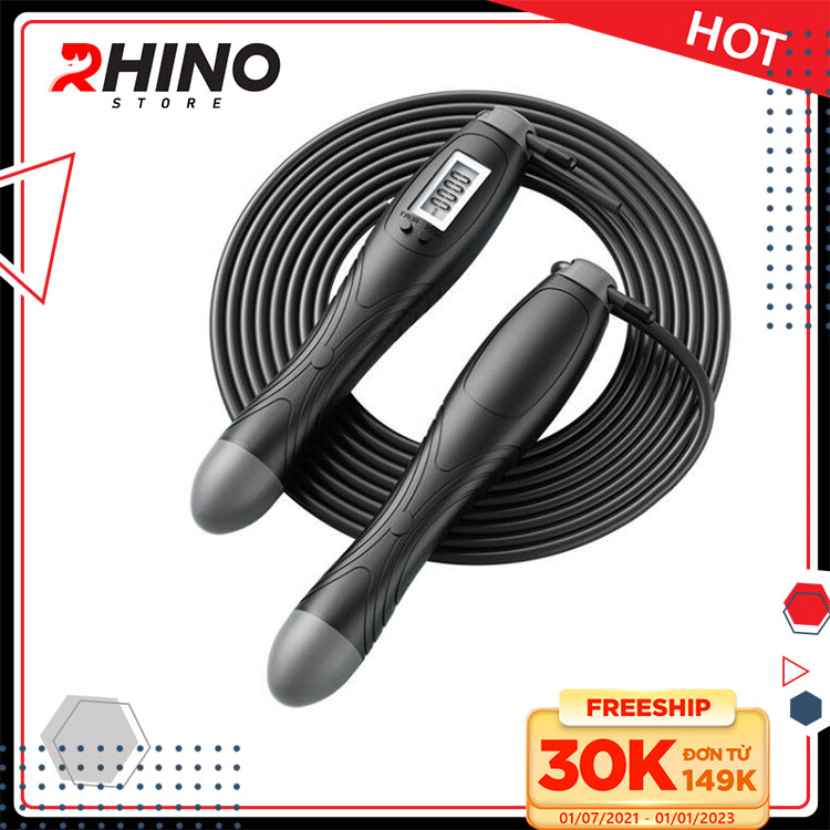 Dây nhảy thể thao lõi thép cao cấp Rhino J101 tự động đếm số, tích hợp đo calo, quãng đường - Dùng cho Muay | Boxing | Kickboxing - Hàng chính hãng