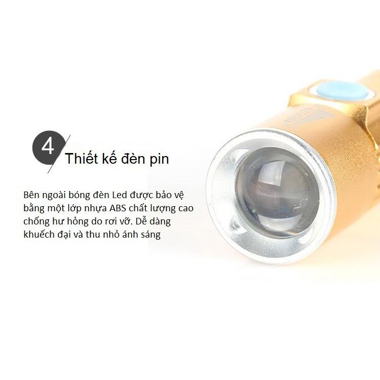 Đèn pin mini Q5 sạc USB