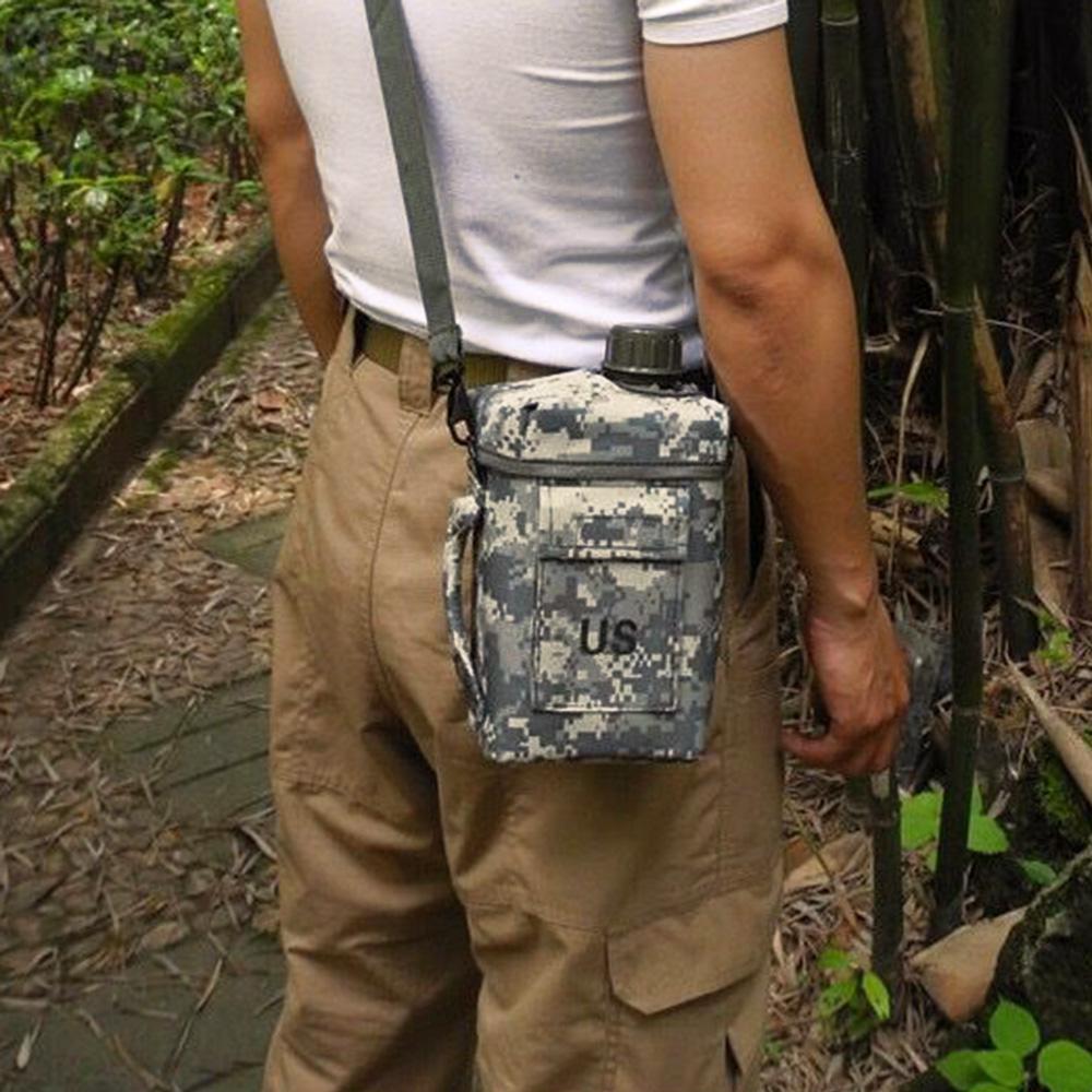 Set Túi Đeo Chéo Kèm Bình Nước Cắm Trại Dã Ngoại Họa Tiết Quân Đội 2L