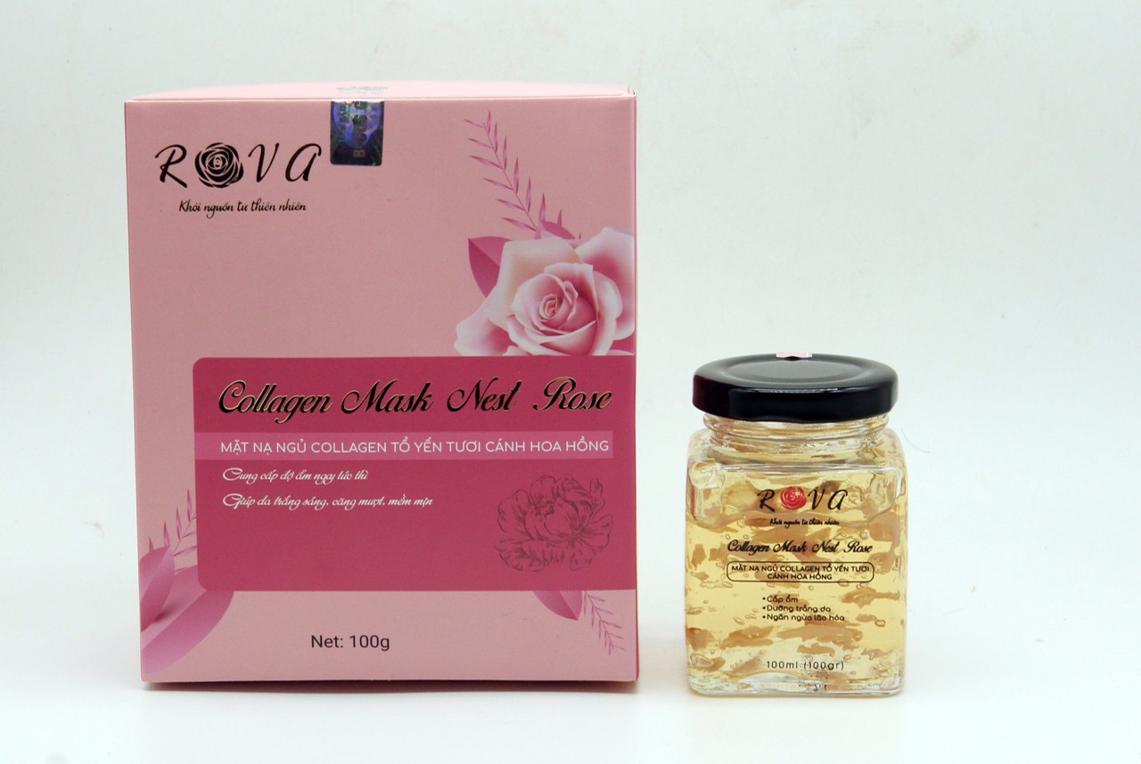 Mặt nạ ngủ tổ yến tươi cánh hoa hồng Rova cho làn da tươi sáng