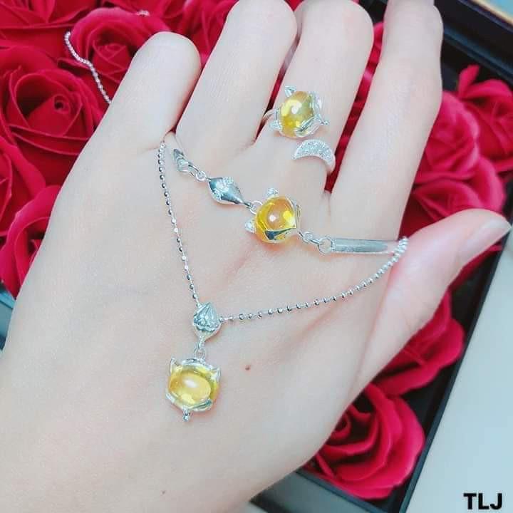 BỘ TRANG SỨC BẠC TA - BỘ HỒ LY 3 MÓN ĐẸP -