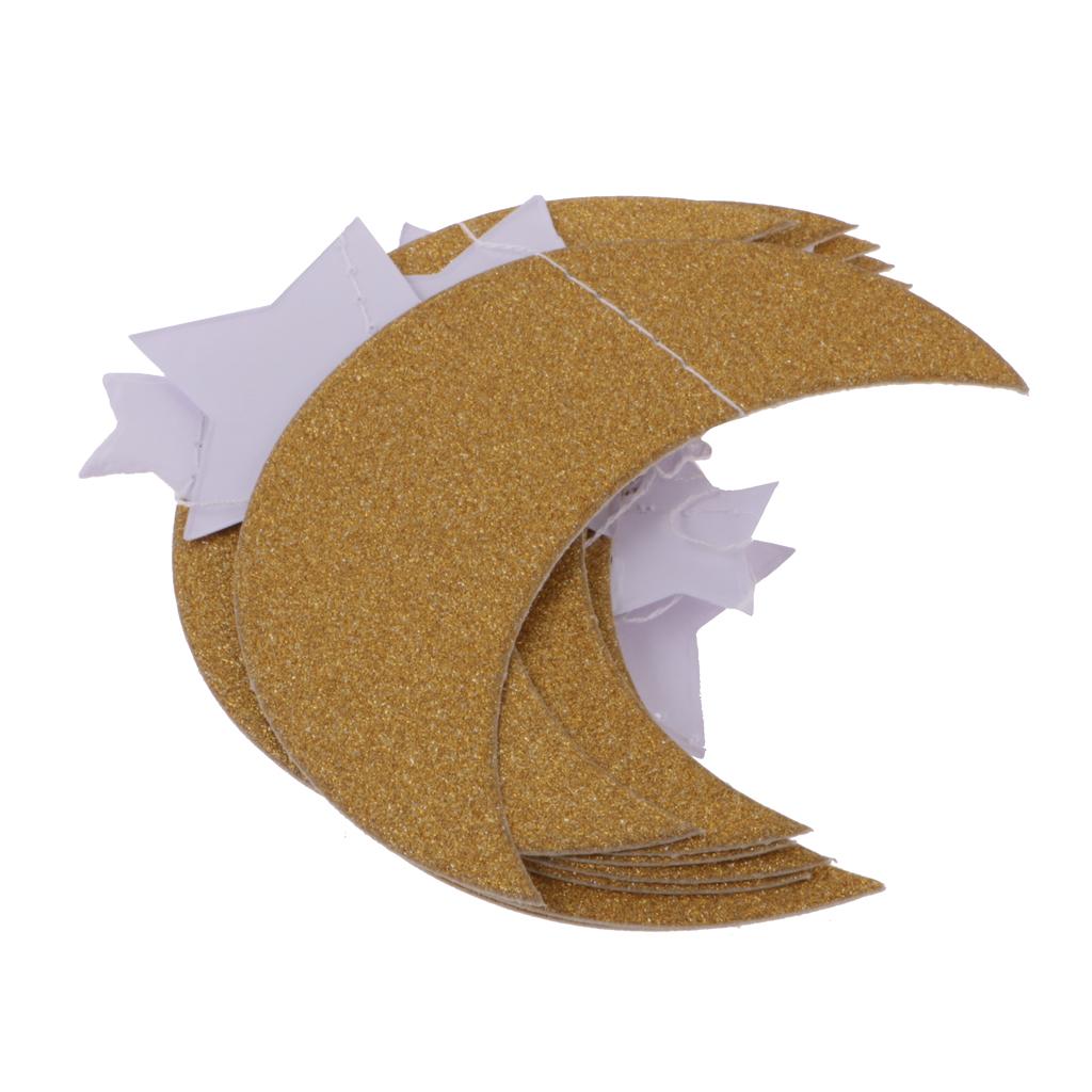 Glitter Moon & Star Bunting Banner for Kids Room Nursery Hanging Decoration