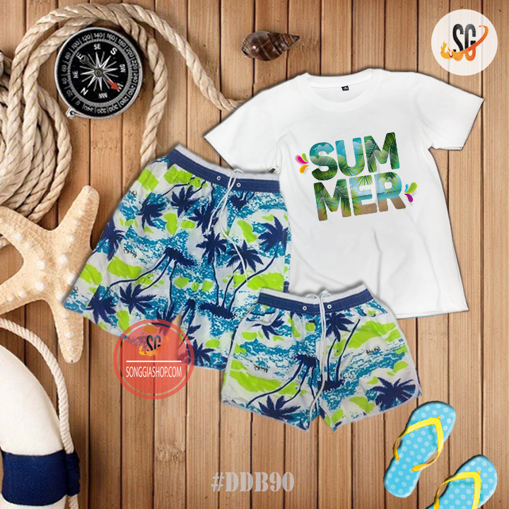 Bộ quần áo đi biển nổi bật cho gia đình hội nhóm cặp đôi thun mềm mịn dày dặn DDB90 DONGPHUCSG
