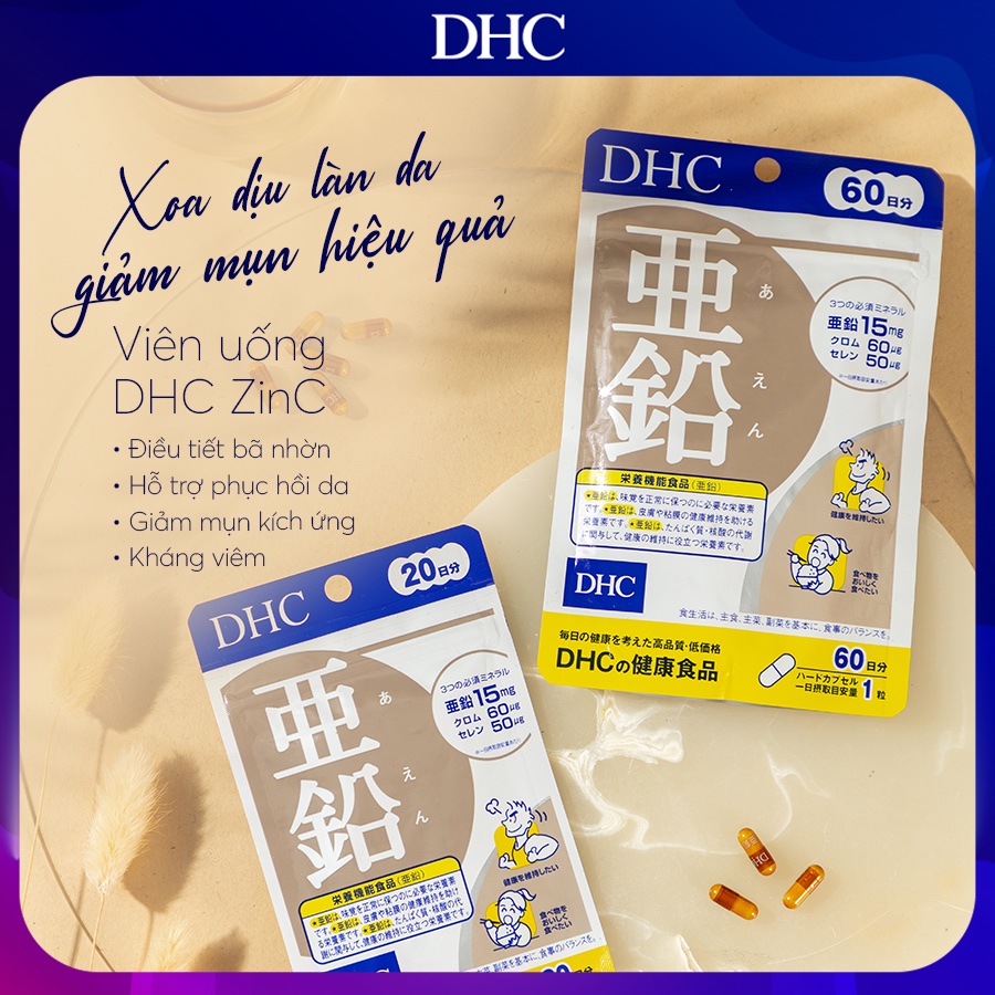Kẽm Zinc DHC Nhật duy trì sức khỏe của da, ngừa mụn nội tiết, vị giác ngon miệng, tăng cường sinh lực phái mạnh - Massel Official