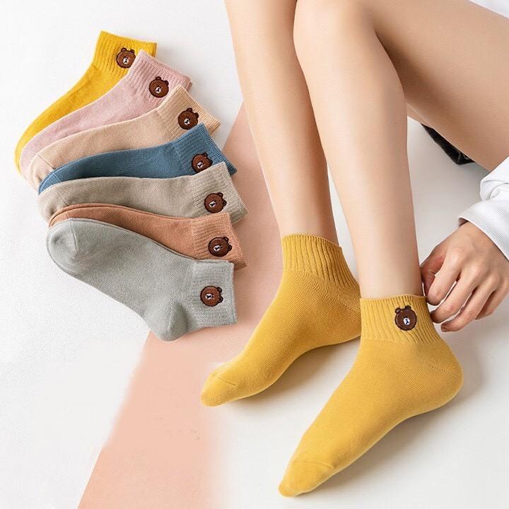 Tất gấu cổ ngắn đáng yêu, hàng loại dày, co giãn tốt