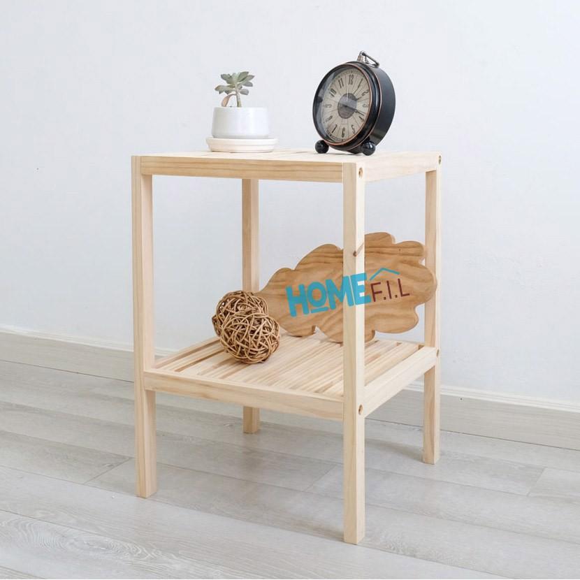 Kệ Đầu Giường - Tab Đầu Giường Gỗ Shelf 2F Homefil Màu Vân Gỗ - Nội Thất Hàn Quốc Tiêu Chuẩn Hàng Xuất Khẩu