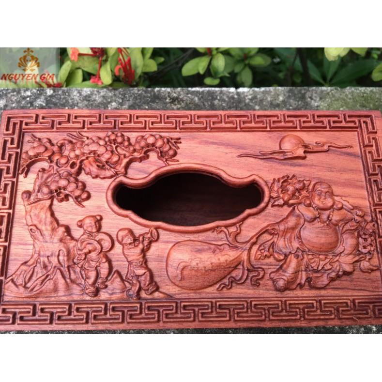 Hộp đựng giấy ăn gỗ phật di lặc -gỗ hương cao cấp