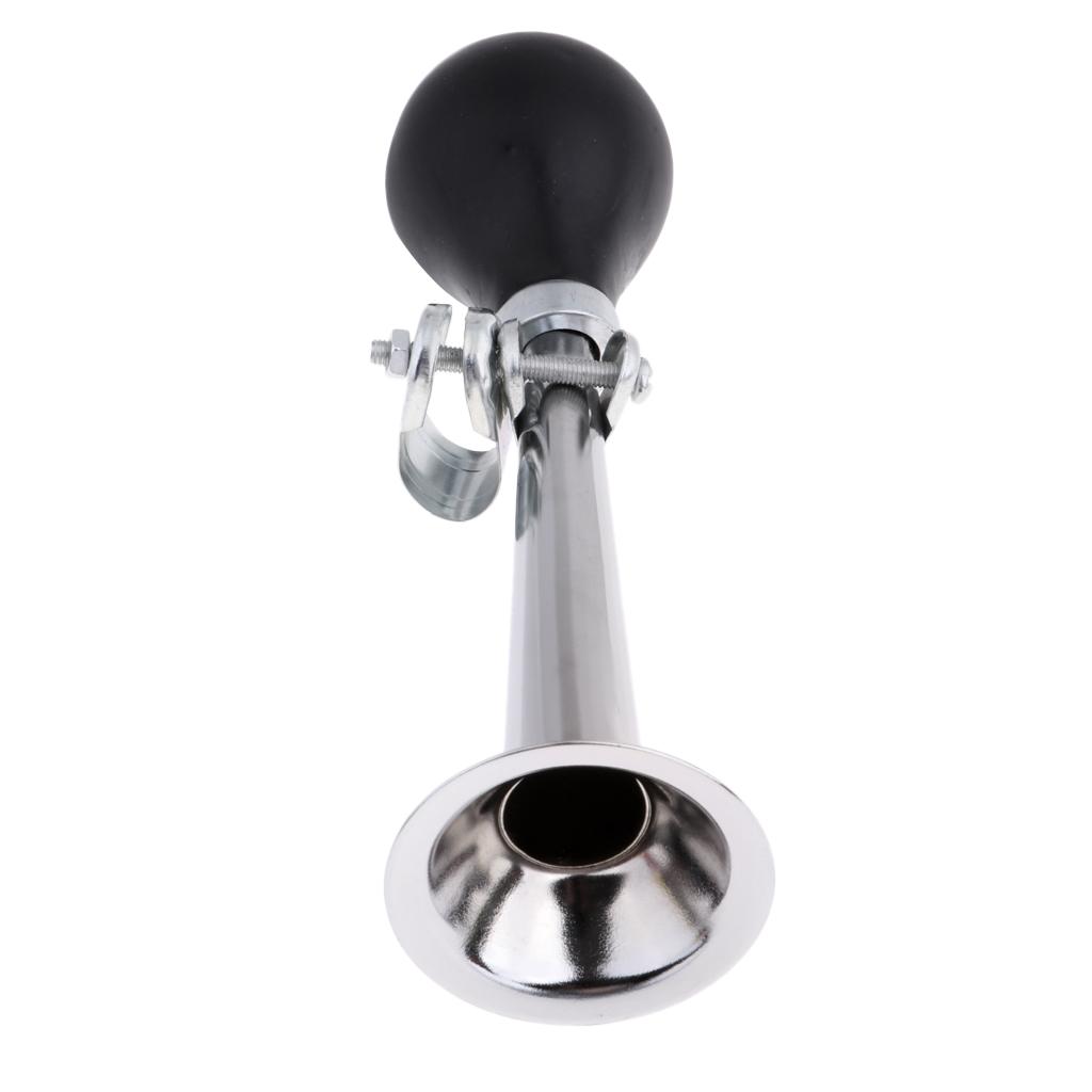Bike Cycling Air Horn Hooter Bell Straight Horn Squeeze Rubber Bulb Silver