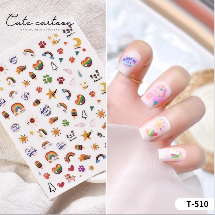 TOMICCA Nail Stickers for Kids - Nail Art Stickers, 12 Sheets Cute