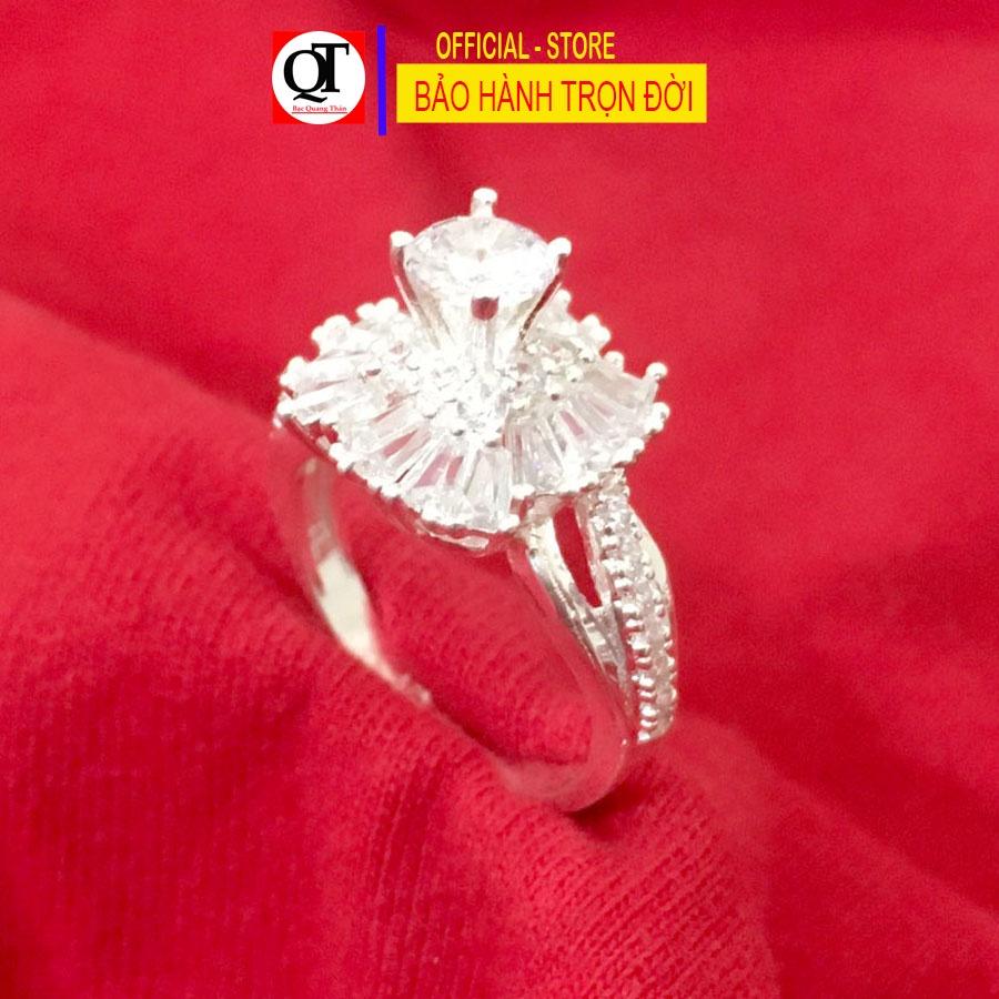 Nhẫn nữ thời trang chất liệu bạc ta gắn kim cương nhân tạo 6ly trang sức Bạc Quang Thản – QTNU.CN91