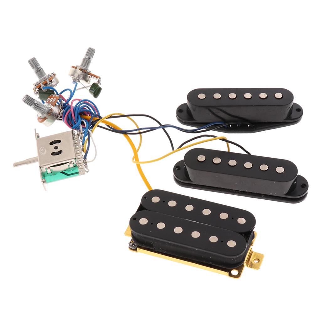 Prewired 6 String Guitar Single Coil Pickup Humbucker Pickup 3 Way Toggle Switch with Volume&Tone Control Knobs