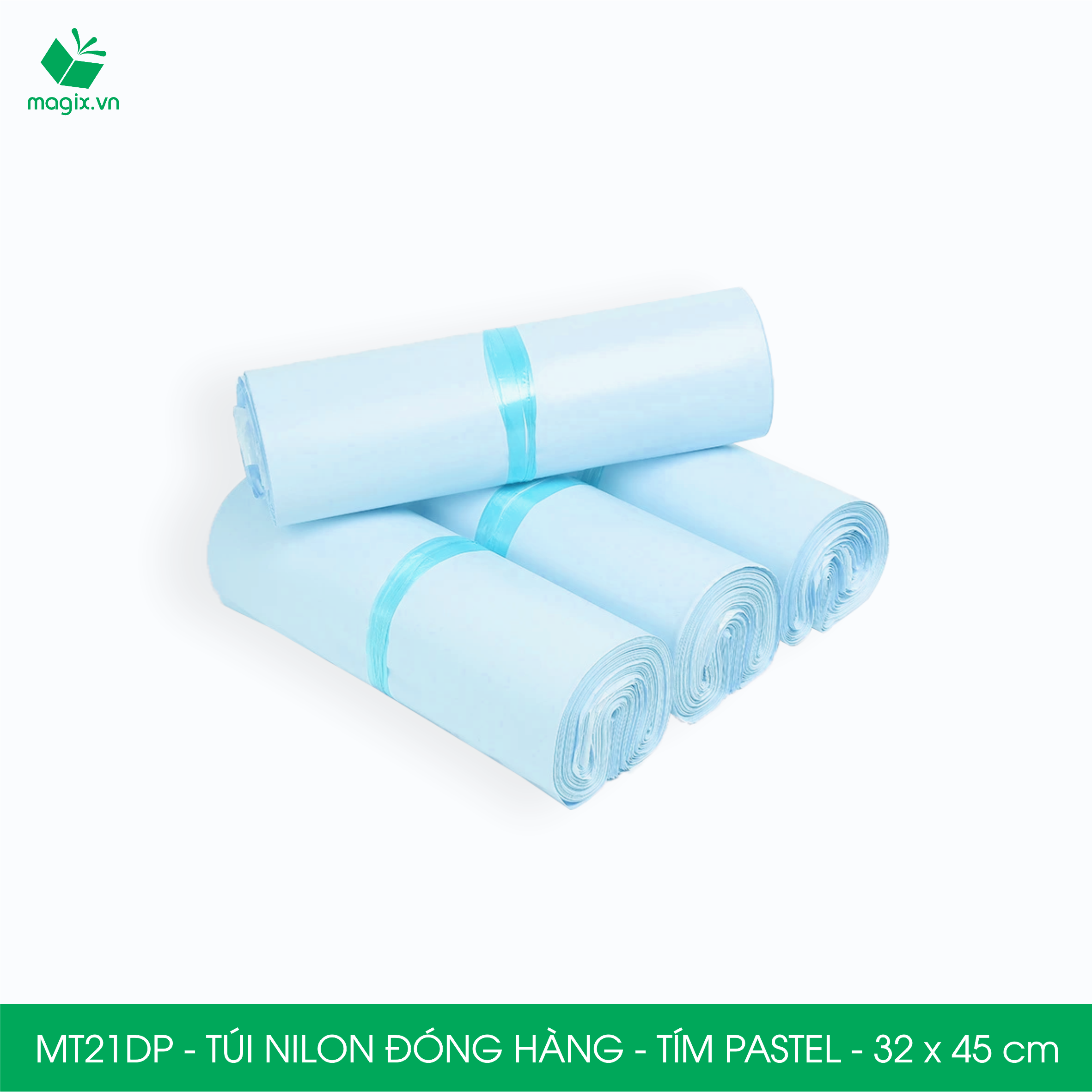 MT21DP - 32x45 cm - Túi nilon gói hàng - 100 túi niêm phong đóng hàng màu xanh pastel