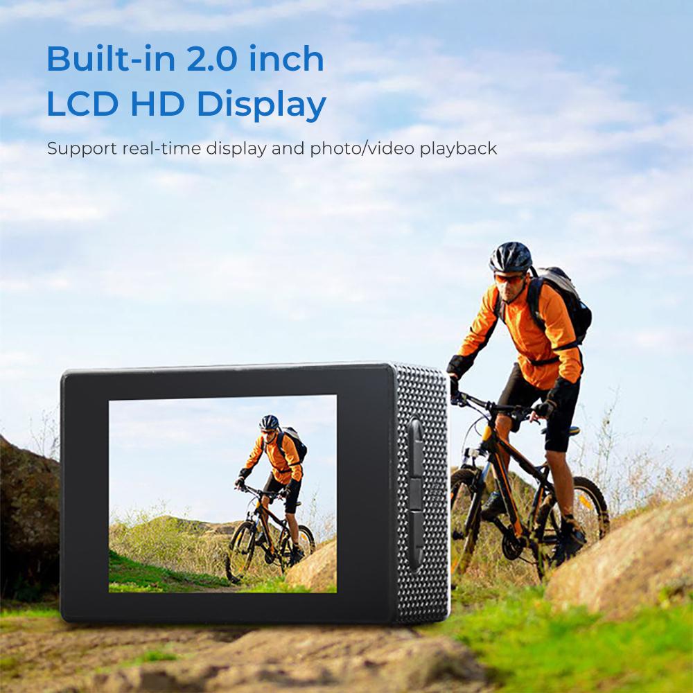 Camera hành động 480p HD 4K 30 khung hình / giây WiFi 2.0 inch 170D Máy ảnh video bảo vệ không thấm nước 170D