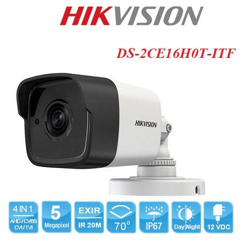 Camera HD-TVI 4 trong 1 hồng ngoại EXIR 20m vỏ kim loại 5MP HIKVISION DS-2CE16H0T-ITF - Hàng chính hãng