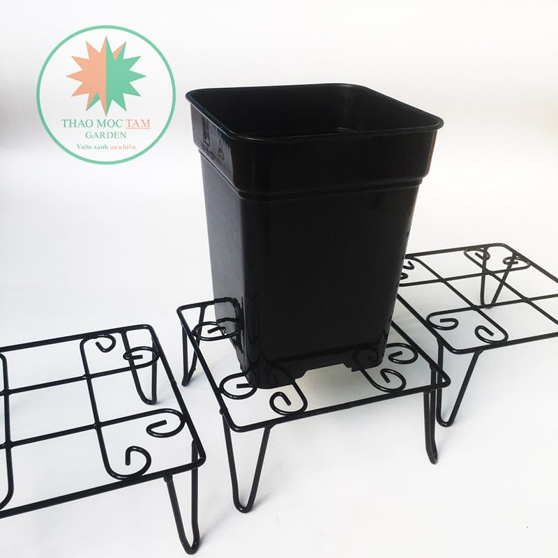 Bộ 04 cái Chân đế vuông 21x10cm – Chân đế sắt kê chậu thoát nước, trang trí chậu hoa, nâng đỡ chậu cao hơn