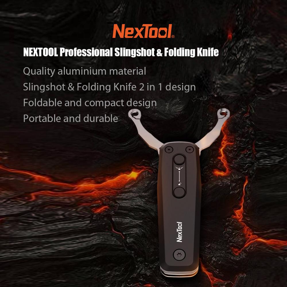 NEXTOOL Professional Slingshot & Folding Knife 2 in 1 Design Aluminium Mini Y Shot with High Strength Rubber