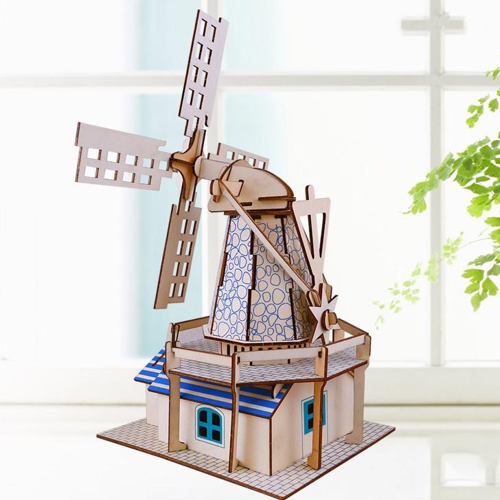 Mô hình lắp ghép 3D bằng gỗ- Cối Xay Gió Hà Lan - Đồ chơi lắp ráp thông minh, cắt lazer