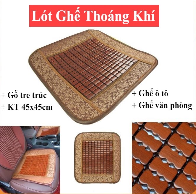 Đệm lót ghế ô tô - Miếng lót ghế ô tô, ghế văn phòng tre trúc tự nhiên - Lót ghế văn phòng giảm đau mỏi, thoáng khí - HENRYSA