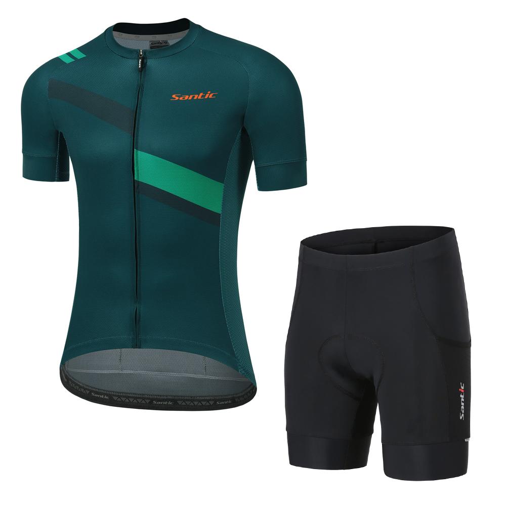 Santic Nam Bộ Quần Áo Đi Xe Đạp Ngoài Trời MTB Thể Dục Quần Short 4D Có Đệm Bộ Đồ Phù Hợp Với Tay Ngắn Xe Đạp Đường Trường Activewear Kích Thước Châu Á Color: 2220W-KM1C05136H Size: 3XL
