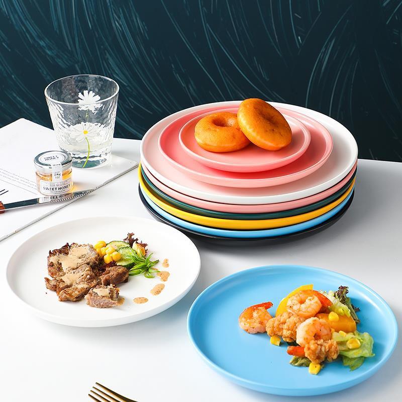 Đĩa tròn phẳng màu pastel phong cách Bắc Âu - Sứ cao cấp, hàng xuất Âu