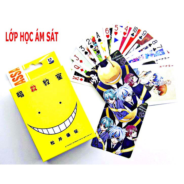 Bộ bài tây lớp học ám sát 54 ảnh khác nhau/bộ bài Tú lơ khơ anime Assassination Classroom