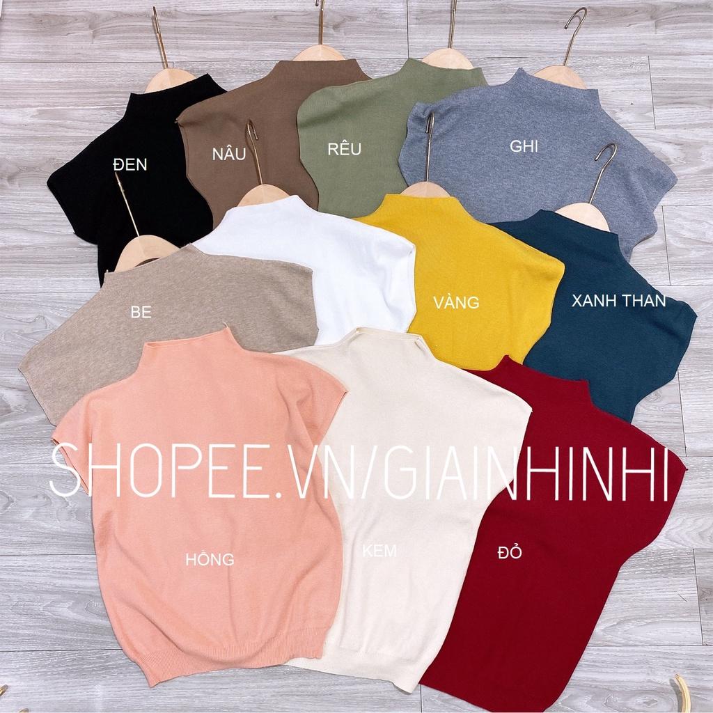 Áo len mịn tay cộc cổ cao, Áo len vai hến chất đẹp eo bo chun AL1923 - NhiNhi Shop