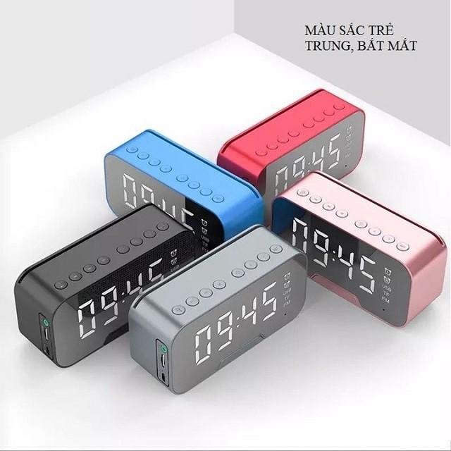 Loa Bluetooth Di Động Có Mặt Gương Tích Hợp Đồng Hồ Báo Thức, Có Khe Cắm Thẻ Nhớ