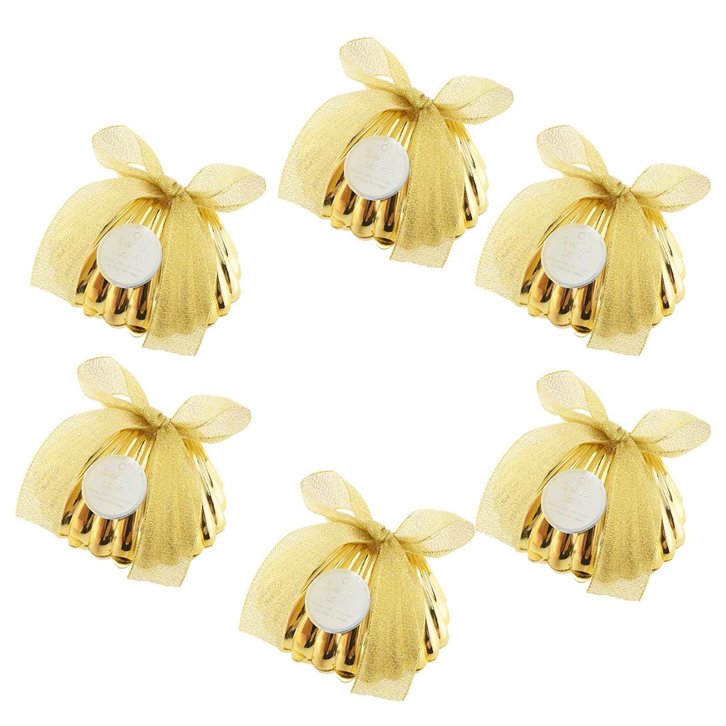 6 Pieces Plastic Shell Shape Candy Boxes Wedding Party Gift Favor Gold