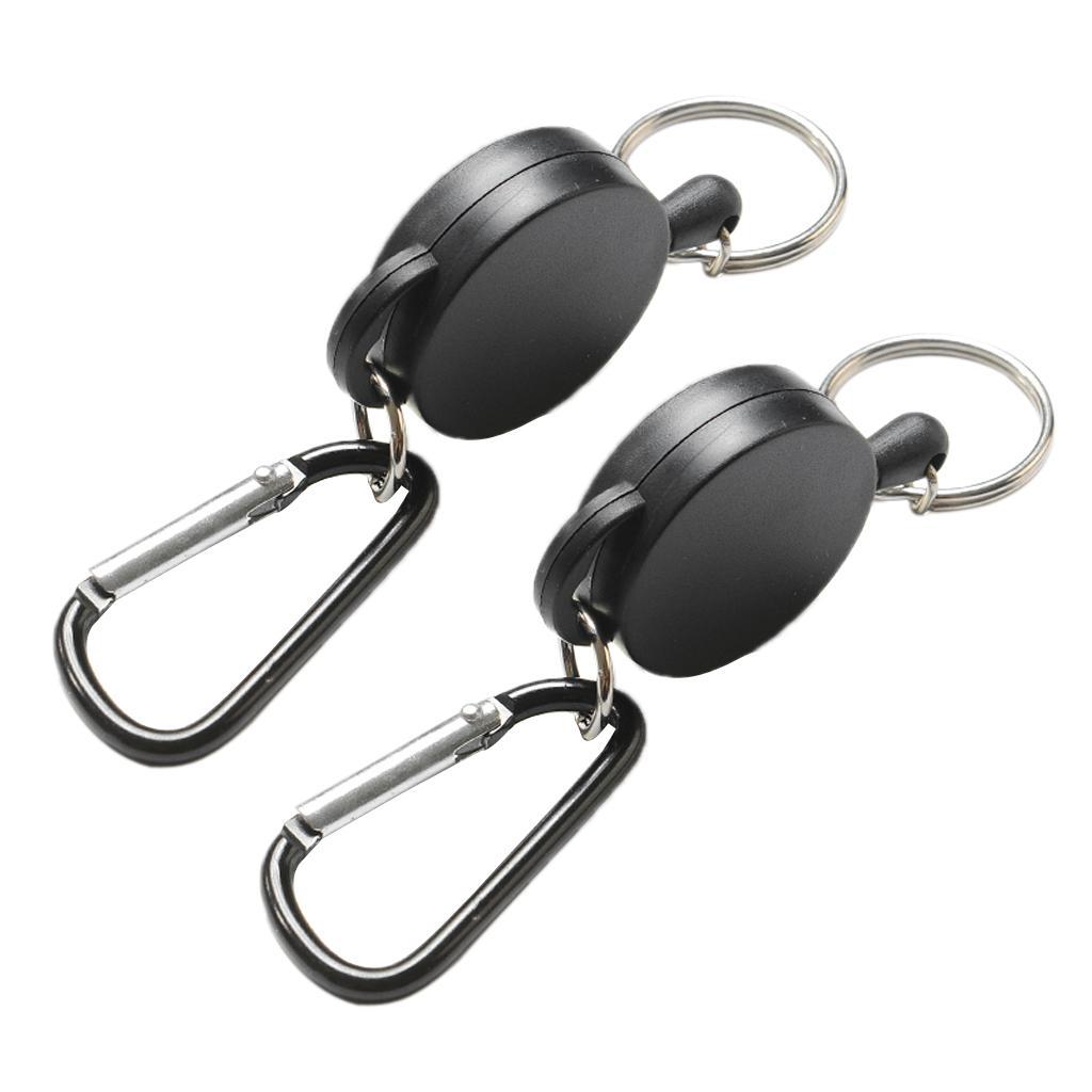 2 Pieces Retractable Key Chain Steel Reel Recoil Chain Key Ring Belt Clip